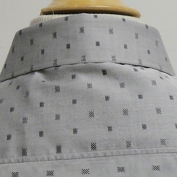 ROBERT GRAHAM gray black geometric shirt L contrast collar cuffs - Picture 6 of 7